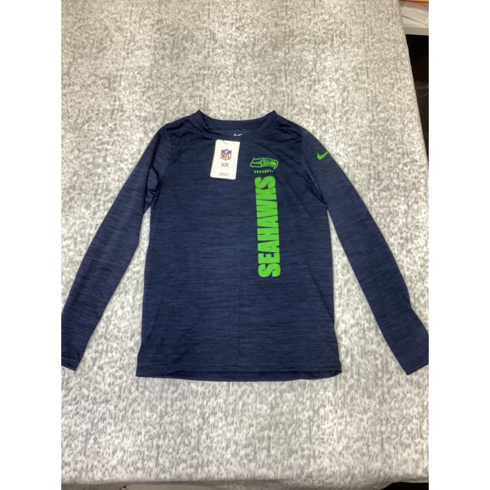 Nike Seattle Seahawks NFL Youth M 10/12 Long Sleeve Space Dye Shirt 9Z1B7NFEWSEA